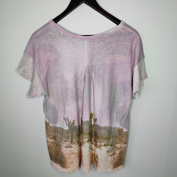 Pilcro Anthropologie Linen Swing Tee Lilac Desert Womens Small Oversized Boho - Picture 5 of 12